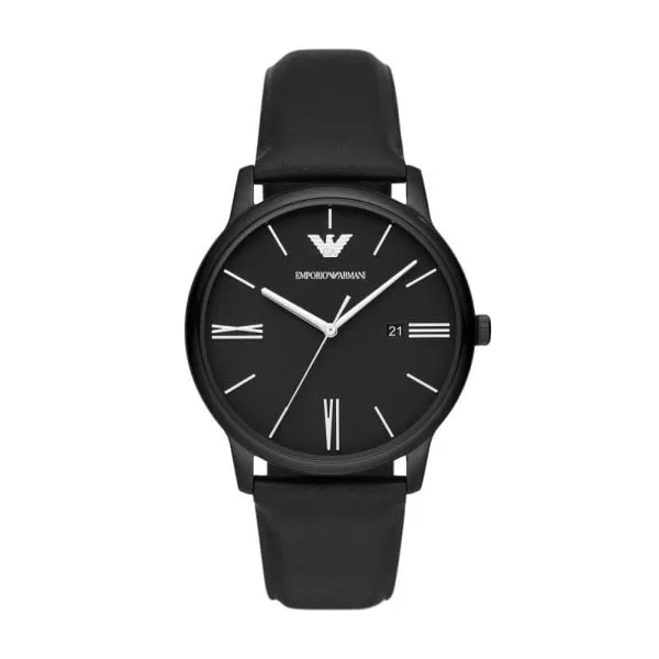 Emporio Armani Men's Three-Hand Date, Black Stainless Steel Watch - AR11573