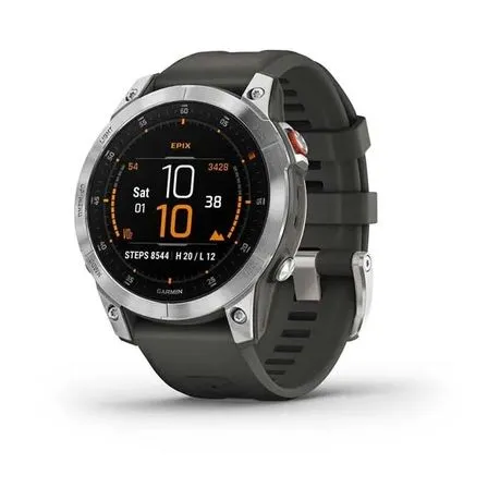 Garmin epix (Gen 2) Premium Outdoor Smartwatch (47mm) - Slate Stainless Steel with Black Silicone Band