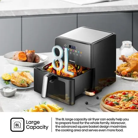 Hisense 8L Air Fryer with Digital Touch Control & Visible Cooking Window