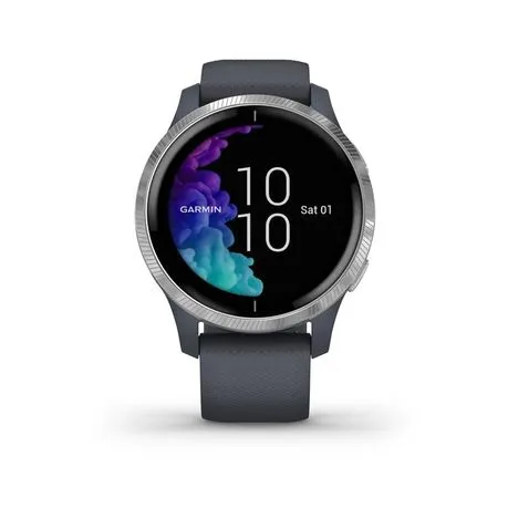 Garmin Venu Smartwatch - Granite Blue with Silver Hardware