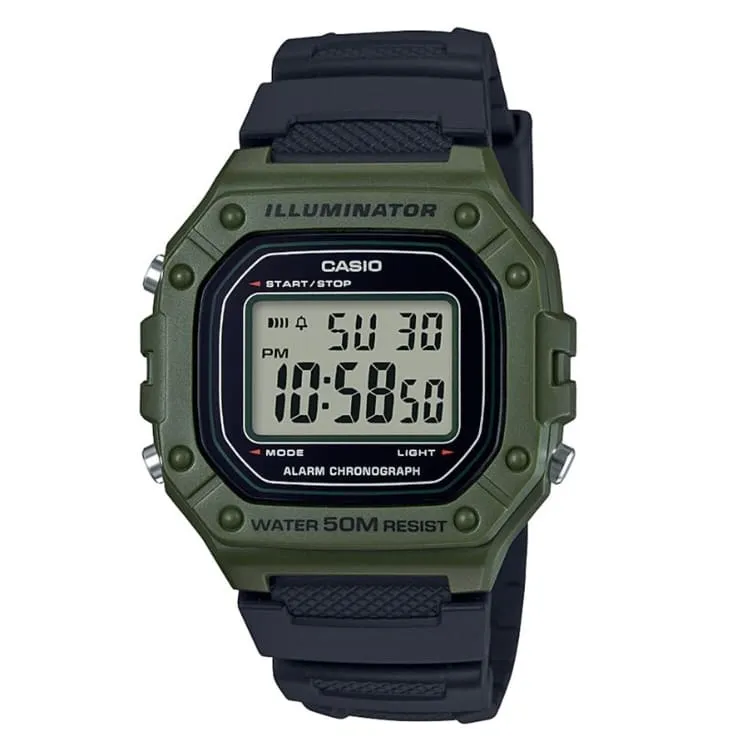 Casio Digital Green Case W-218H-3AVDF