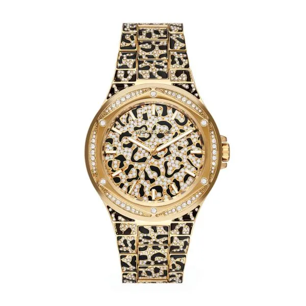 Michael Kors Women's Lennox Three-Hand, Black, Gold-Tone Stainless Steel Watch - MK7284