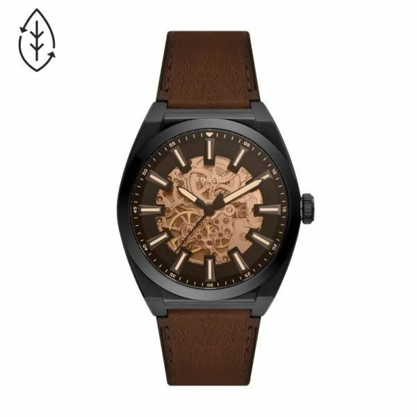 Fossil Men's Everett Automatic Dark Brown Eco Leather Watch - ME3207