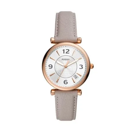 Fossil Carlie Womens Grey Leather Watch - ES5161