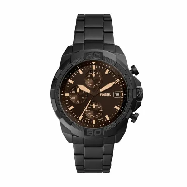 Fossil Men's Bronson Chronograph Black Stainless Steel Watch - FS5851