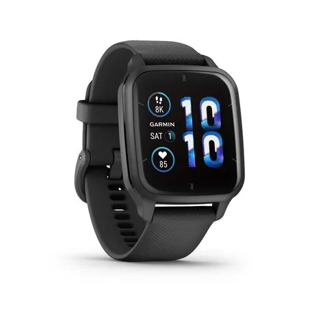 Garmin Venu Sq 2 - Music Edition Slate Bezel with Black Case and Silicone Band