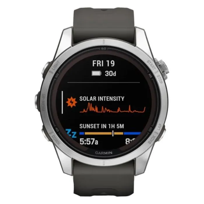 Garmin Fenix 7S Pro Solar Edition Smartwatch - Silver, Graphite Band