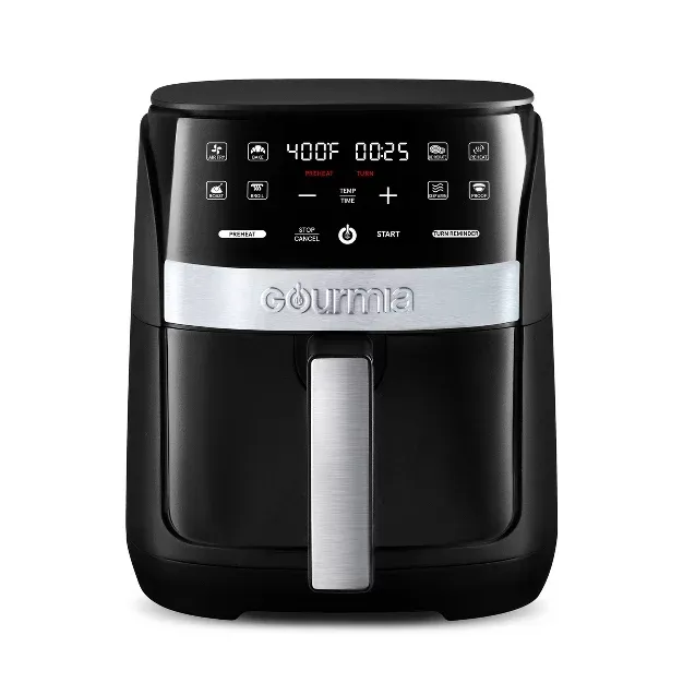 Gourmia 3qt Digital Window Air Fryer with 8 Presets & Guided Cooking: 1200W, Dishwasher-Safe Parts