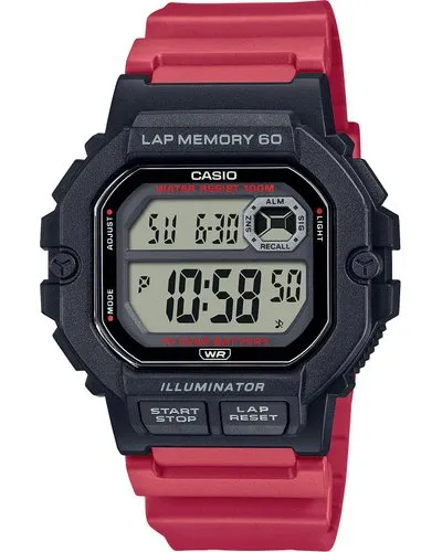 Casio Digital Lap Time Red Resin