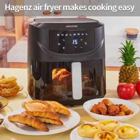 HAGENZ 7.6L With Window 2000W Air Fryer With Recipes Big Capacity Airfryer