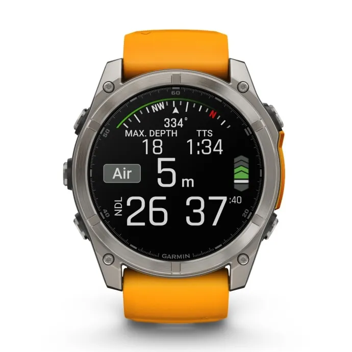 Garmin Fenix 8 51mm AMOLED Sapphire Multisport Smartwatch - Titanium/orange | PLU1181129