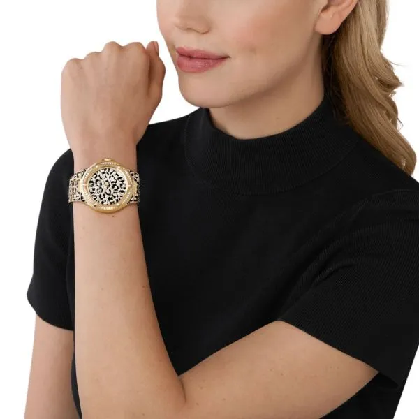 Michael Kors Women's Lennox Three-Hand, Black, Gold-Tone Stainless Steel Watch - MK7284