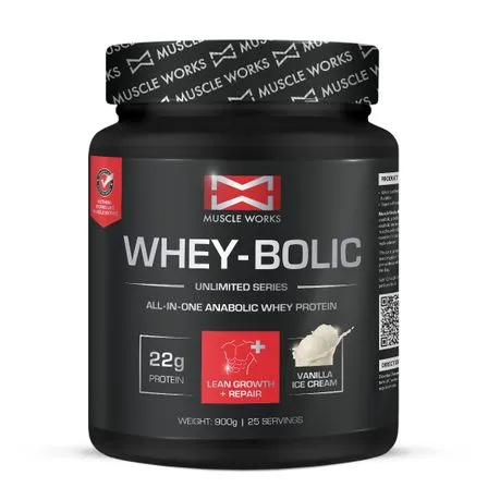 Muscle Works Whey-Bolic 900g Vanilla Ice Cream