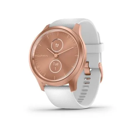 Garmin Vivomove Style Smartwatch (42mm) - Rose Gold Aluminium Case with White Silicone Band