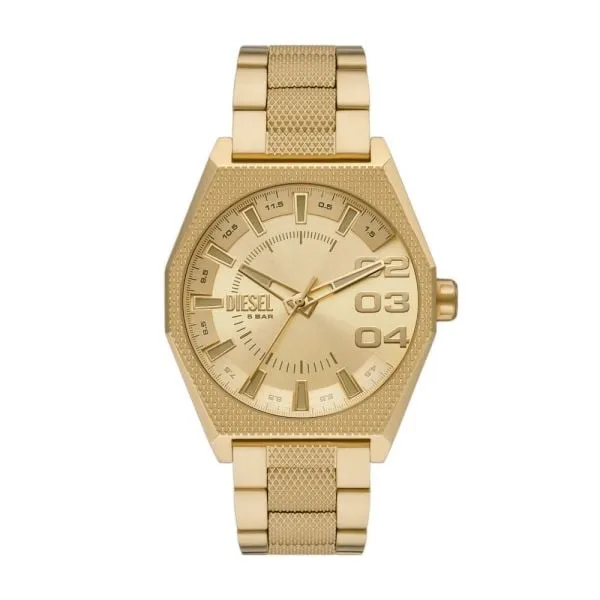 Diesel Scraper Three-Hand Gold-Tone Stainless Steel Watch - DZ2173