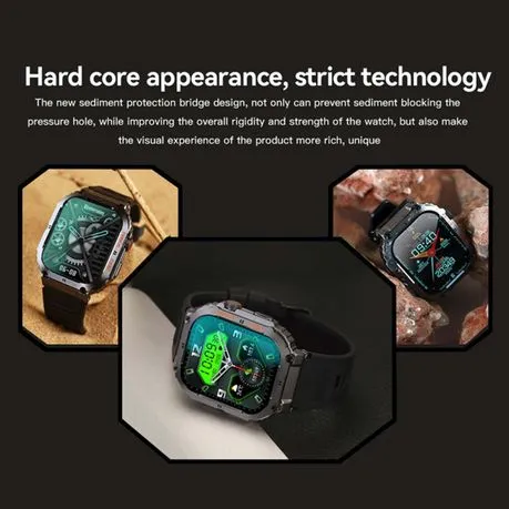 FocusFit K57 1.96" Rugged Military Tactical Sports Smartwatch