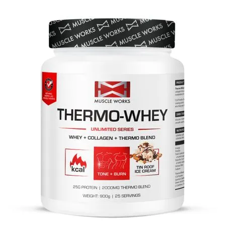 Muscle Works Thermo Whey 900g Tin Roof Ice Cream