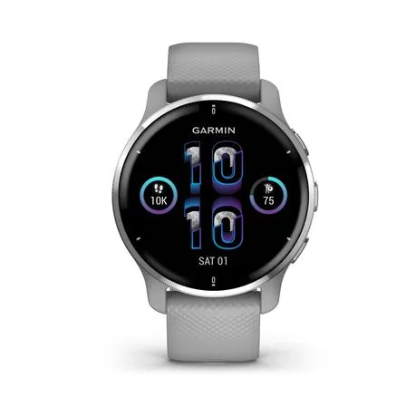 Garmin Venu 2 Plus Smartwatch (43mm) - Silver Bezel with Powder Grey Case & Silicone Band