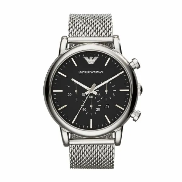 Emporio Armani Men's Luigi Silver Round Stainless Steel Mesh Watch - AR1808