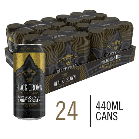 Black Crown Premium Premix Gin and Tonic 24 x 440ml Cans
