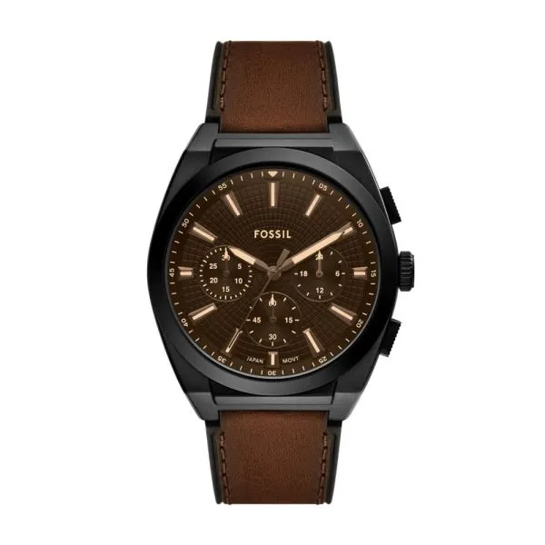 Fossil Men's Everett Chronograph, Black Stainless Steel Watch - FS6108