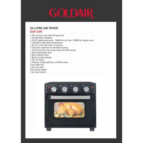 Goldair 23L Air Fryer Oven - Black - GAF-23H