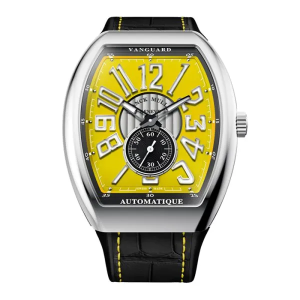 Franck Muller Vanguard 41 Vintage Yellow Dial Stainless Steel Watch