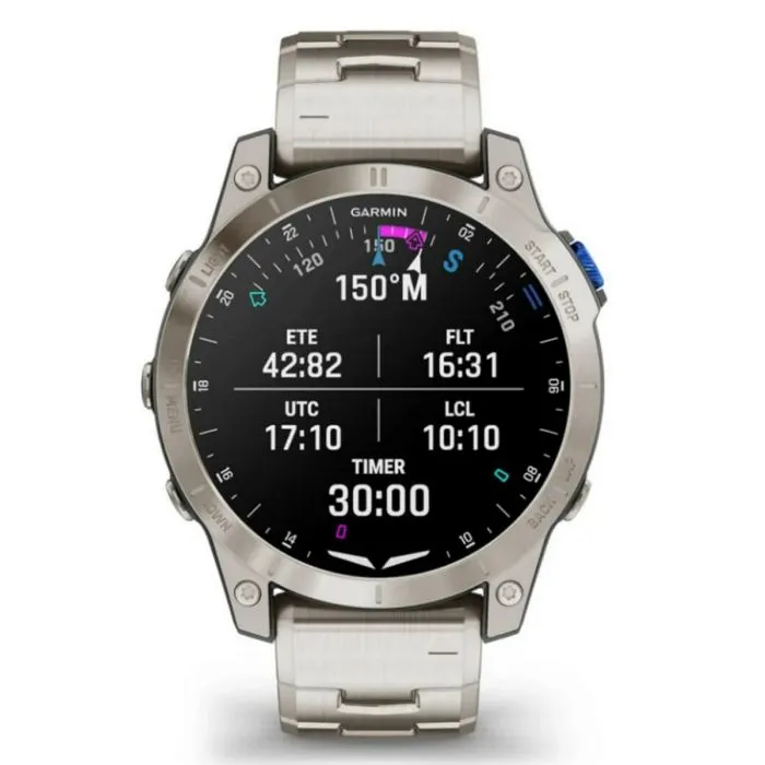 Garmin D2 Mach 1 Aviator Smart Watch - Vented, Titanium Bracelet