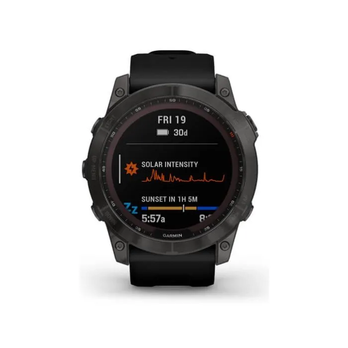 Garmin Fenix 7X Sapphire Solar Smartwatch - Carbon Grey DLC Titanium With Black Band