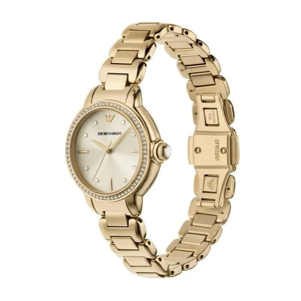 Emporio Armani Women's Mia Three-Hand, Gold-Tone Stainless Steel Watch - AR11609