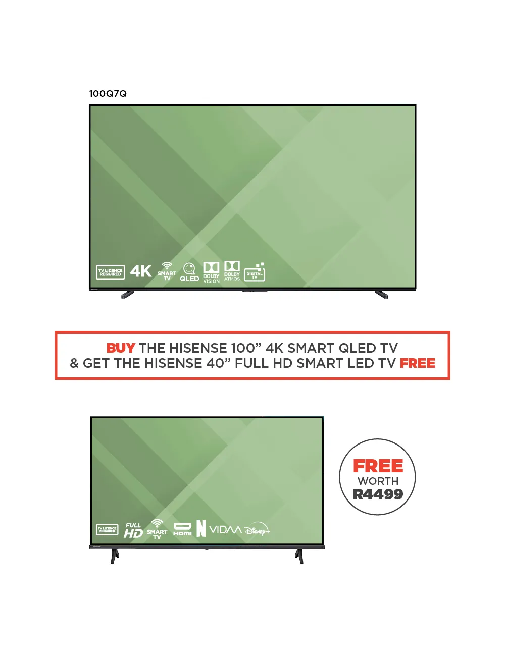 Hisense 100"(254cm)144hz Uhd Smart Qled Tv 100q7q