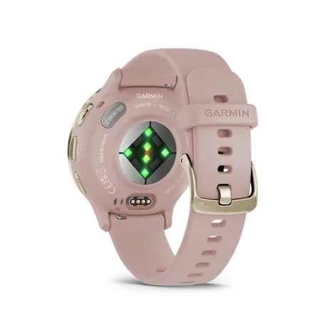 Garmin Venu 3S: Soft Gold Stainless Steel Bezel Dust Rose Case and Silicone Band