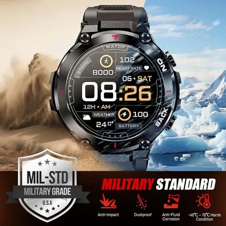 FocusFit K37 1.32" GPS Military Sports Smartwatch for Android & iOS