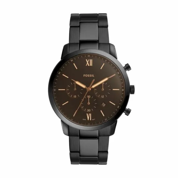 Fossil Men's Neutra Chrono Black Round Stainless Steel Watch - FS5525