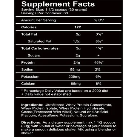 HMT 100% Whey Protein-Nitro Whey 2kg - Nutella