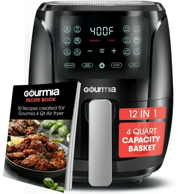 Gourmia 4 Qt Digital Air Fryer with Guided Cooking, Black GAF486