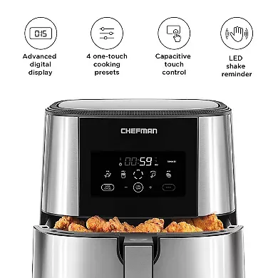 Chefman 8-qt. TurboFry Stainless Steel Air Fryer with Basket Divider