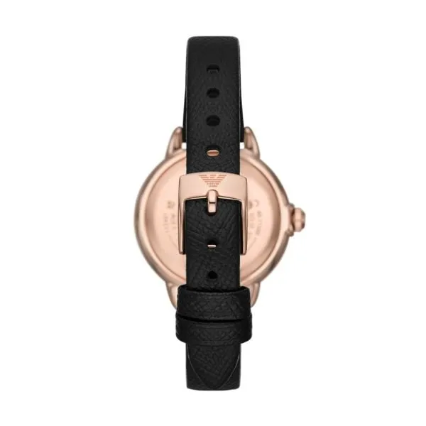 Emporio Armani Three-Hand Black Leather Watch - AR11598