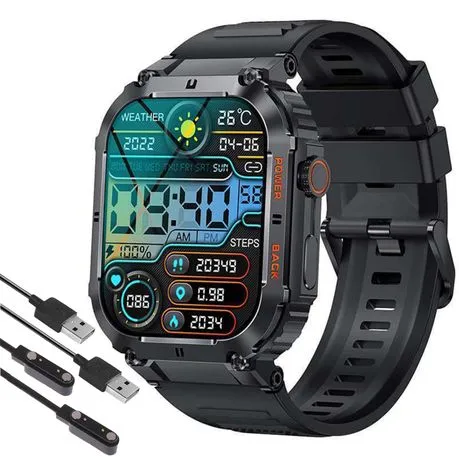 FocusFit K57 1.96" Rugged Military Tactical Sports Smartwatch