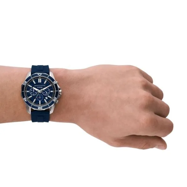 Armani Exchange Chronograph Blue Silicone Watch - AX1960