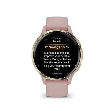 Garmin Venu 3S: Soft Gold Stainless Steel Bezel Dust Rose Case and Silicone Band