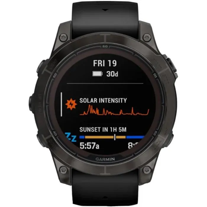 Garmin Fenix 7 Pro Sapphire Solar Edition Smartwatch - Carbon Gray DLC Titanium, Black Band