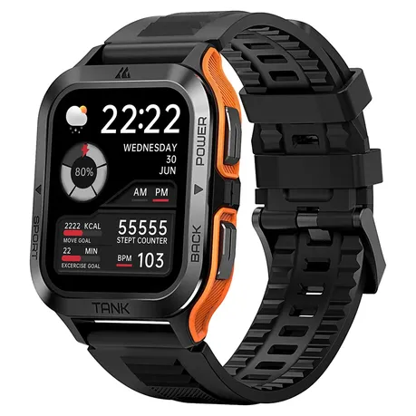 KOSPET TANK M2 Tough Rugged Smartwatch - Activity, Heart & Sleep Tracker - Orange