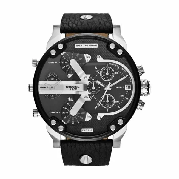 Diesel Men's Mr. Daddy 2.0 Silver Round Leather Watch - DZ7313