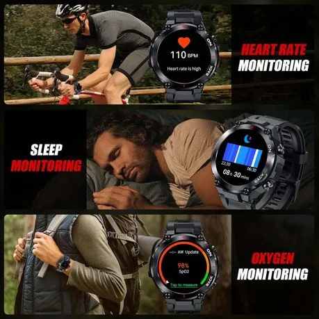 FocusFit K37 1.32" GPS Military Sports Smartwatch for Android & iOS