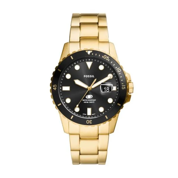 Fossil Men's Fossil Blue Dive Three-Hand Date, Gold-Tone Stainless Steel Watch - FS6035