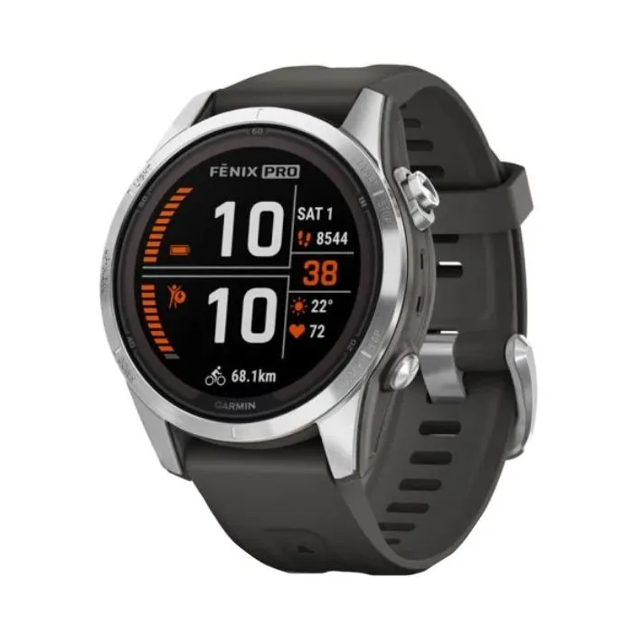 Garmin Fenix 7S Pro Solar Edition Smartwatch - Silver, Graphite Band