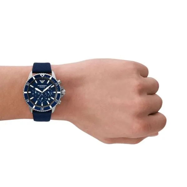 Emporio Armani Chronograph Blue Nylon and Leather Watch - AR11588