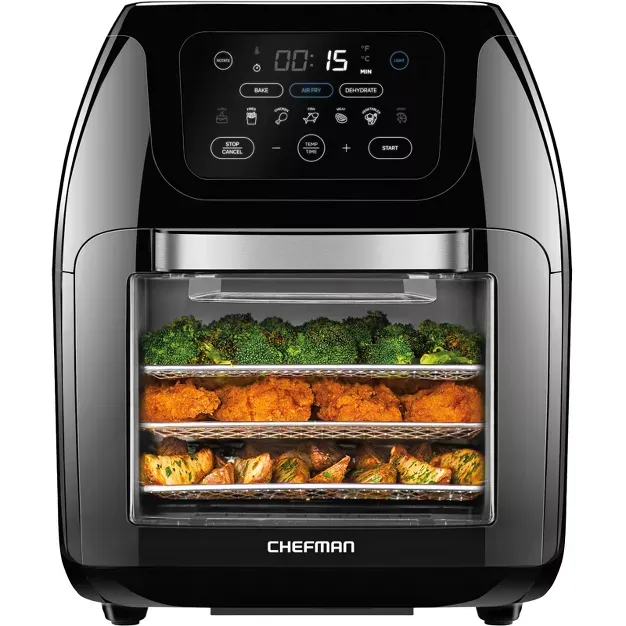 Chefman Multifunctional Digital 10 Qt. Air Fryer+ Rotisserie, Fry, Roast & Bake, 17 Presets - Black