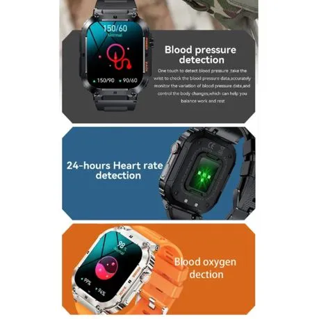 FocusFit K57 1.96" Rugged Military Tactical Sports Smartwatch